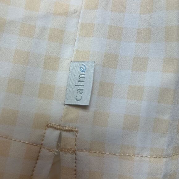 Calme by Johnny Was Cream and White Gingham Elements Travel Shorts size S NWT - Picture 6 of 14